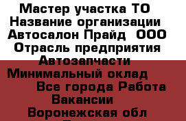 Мастер участка ТО › Название организации ­ Автосалон Прайд, ООО › Отрасль предприятия ­ Автозапчасти › Минимальный оклад ­ 20 000 - Все города Работа » Вакансии   . Воронежская обл.,Лиски г.